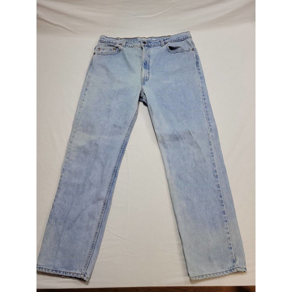 Vintage Levis 505 Jeans Mens 42x32 Light Wash Straight Leg 90s